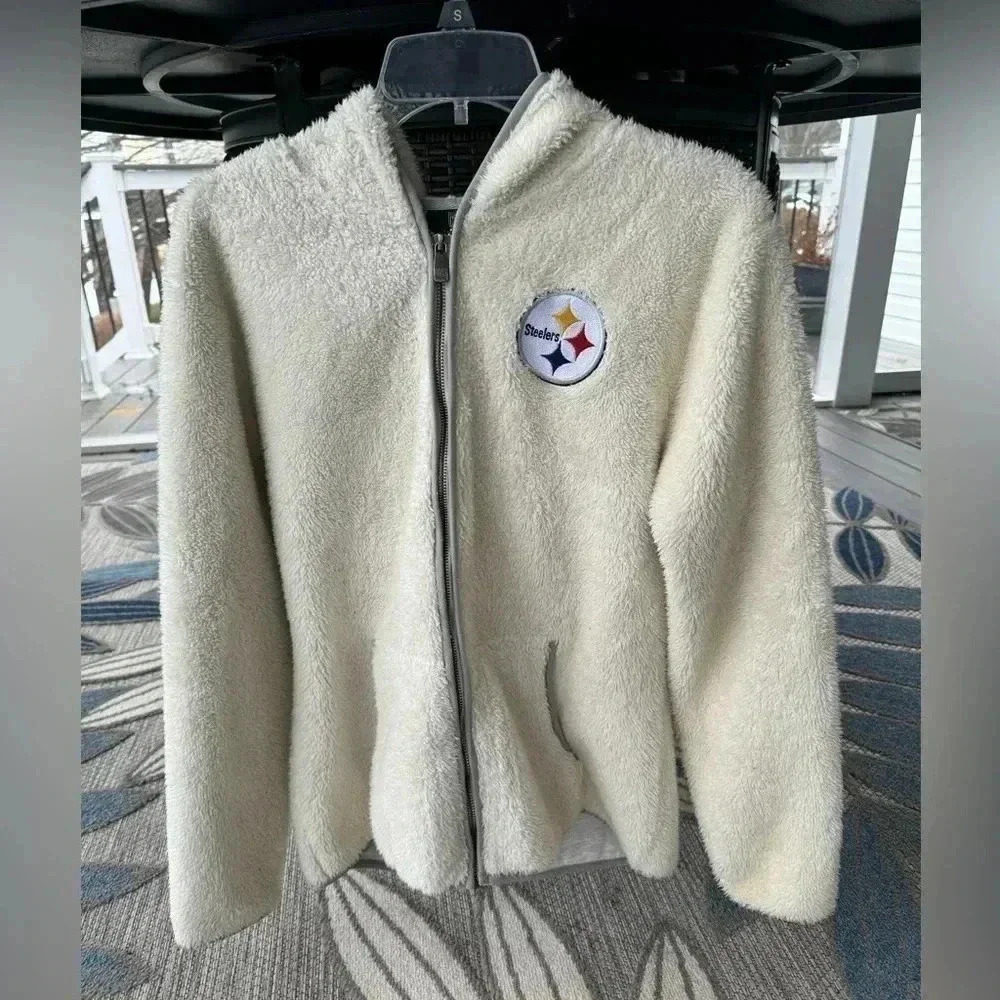 NFL Pittsburgh Steelers Women’s/Juniors Sherpa Zip Up Hooded Sweatshirt Size L